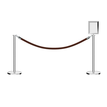 MONTOUR LINE Stanchion Post & Rope Kit Pol.Steel, 2FlatTop 1Tan Rope 8.5x11V Sign C-Kit-1-PS-FL-1-Tapped-1-8511-V-1-PVR-TN-PS